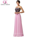 Грейс Карин Новый элегантный дизайн без бретелек розовый длинные Вечерние платья кружева CL6142
